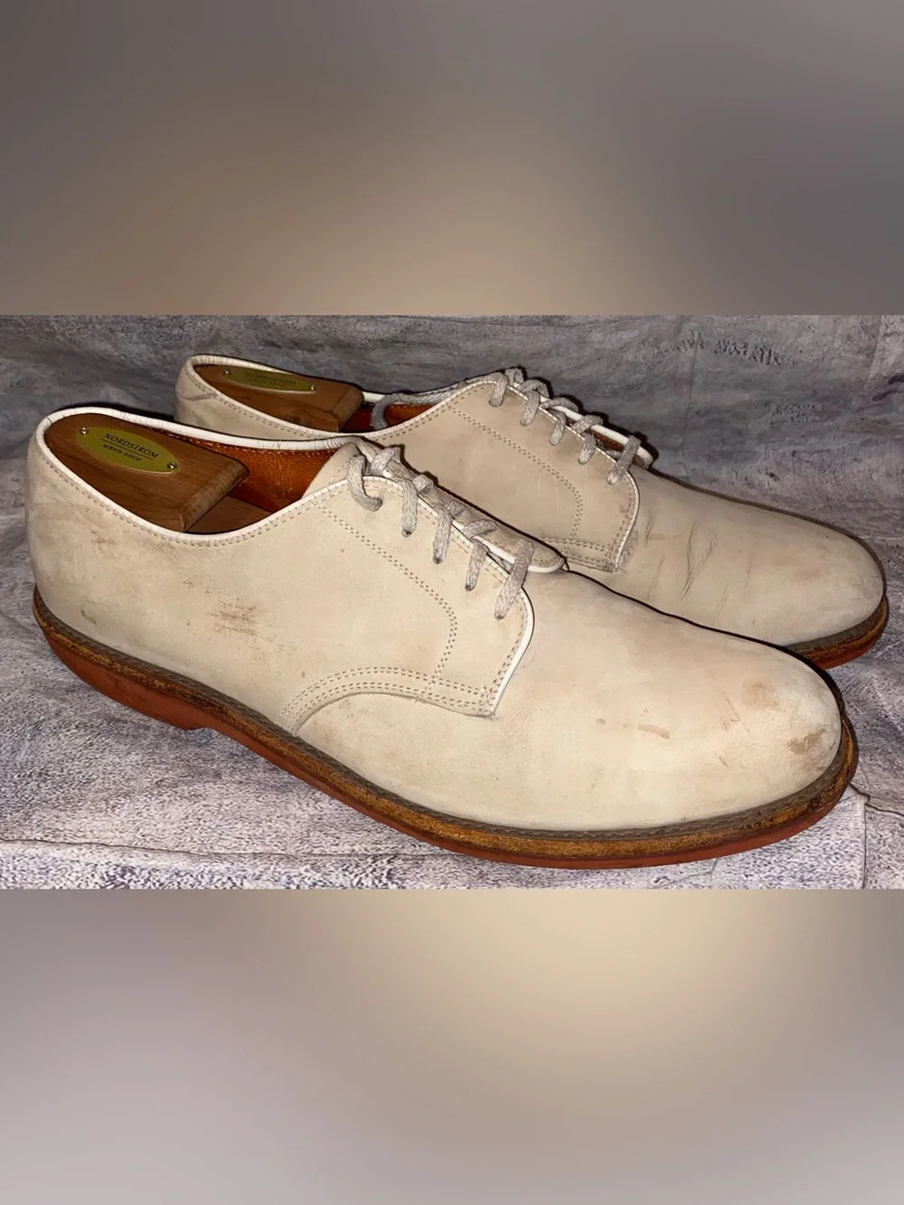 Vintage Cole Haan Made In USA White Bucks Leather Nubuck Derby Shoes Prep Ivy 11